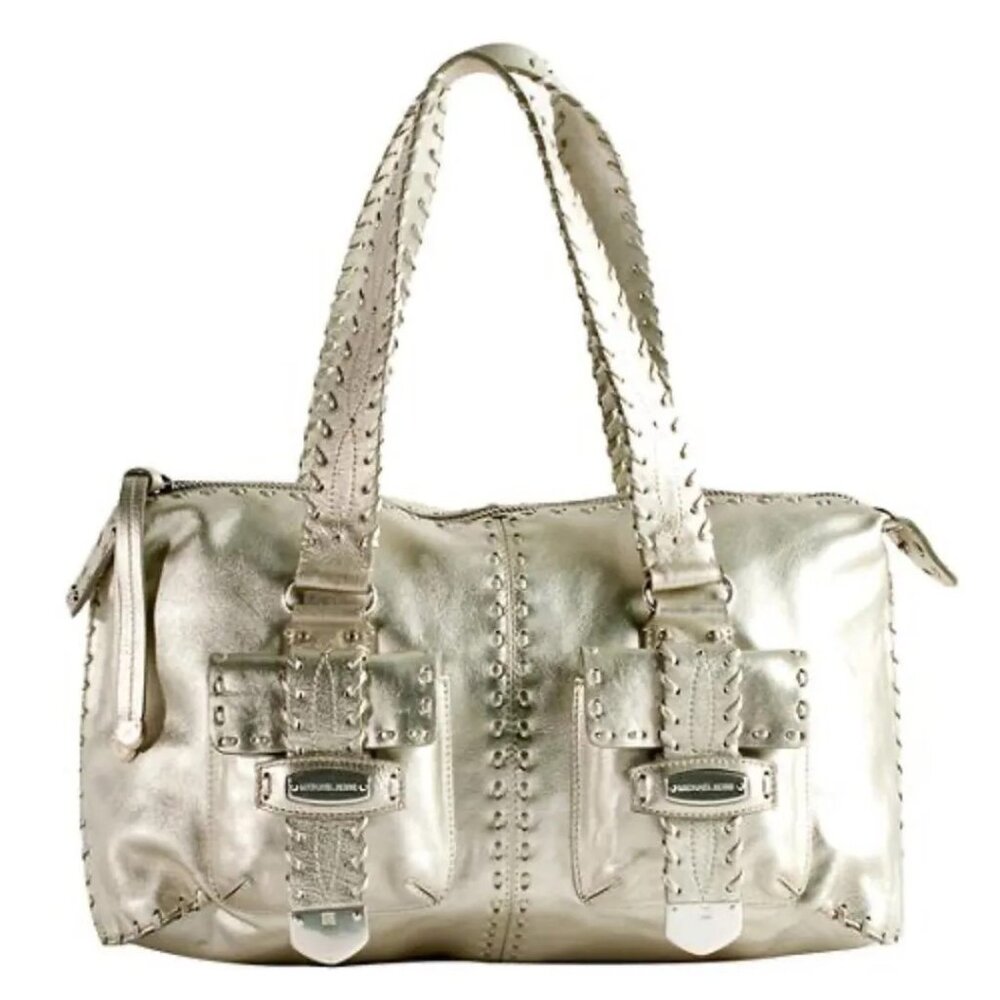 Rare Michael Kors Gold Leather Whipstitch Shoulder Bag Purse